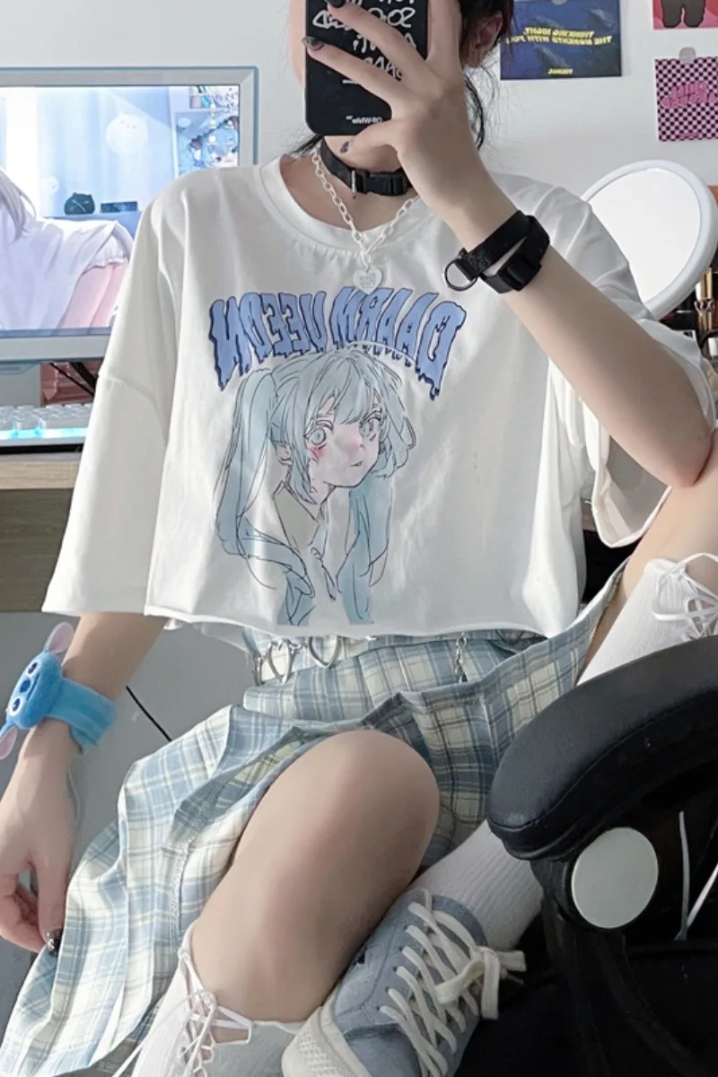 

t-shirt women summer 2021 new Korean version of ins secondary comic girl print loose short-sleeved top