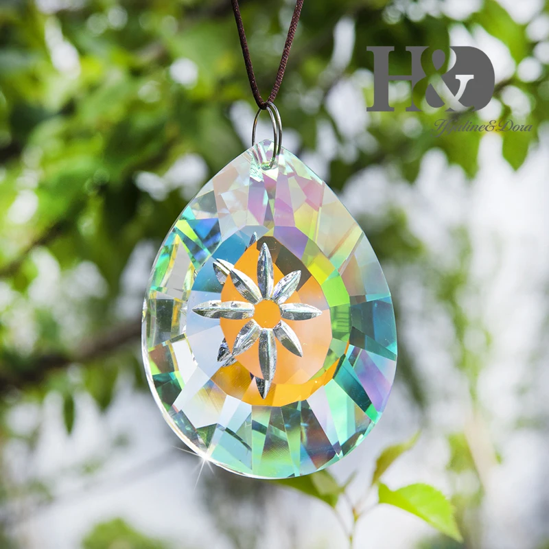 H & D красочная хрустальная люстра лампа подвесной орнамент части Suncatcher Радужный