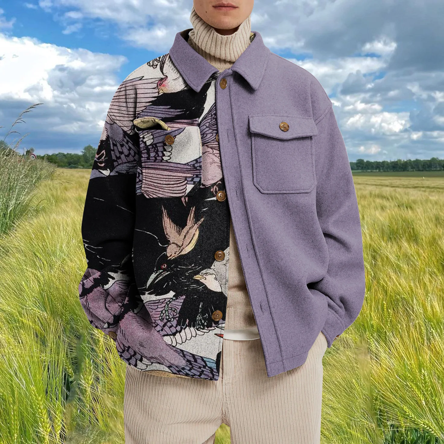 Хипстерская Мужская рубашка с отложным воротником Осень-зима 2021 модная плотная