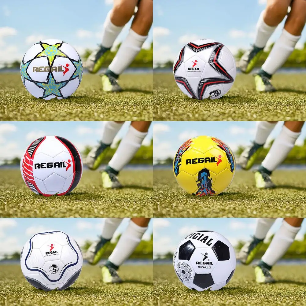 

2021 Newest Match Soccer Ball Standard Size 5 PU Leather Football Develop Motor Skill For Teens Practice
