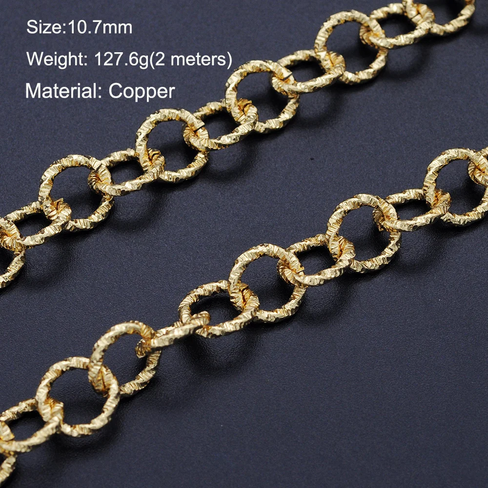 

2 Meters/lot 11mm Gold Plated DIY Jewelry Link Chain Wholesale Bracelet Making Chains Top Quality Necklace Making Chains