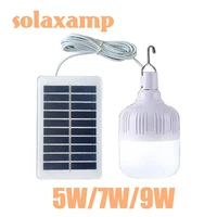 5w 7w 9w portable led solar lamp charged solar energy light panel powered emergency bulb for outdoor garden camping tent fishing