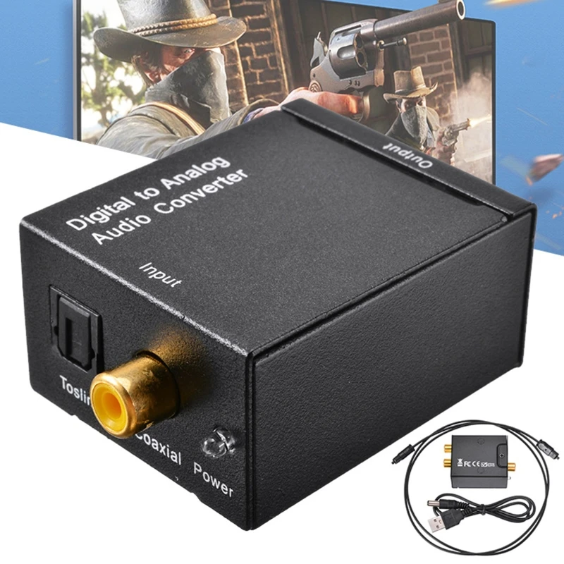 

Digital to Analog Audio Converter Optical Fiber Toslink Coaxial Signal to RCA T84C