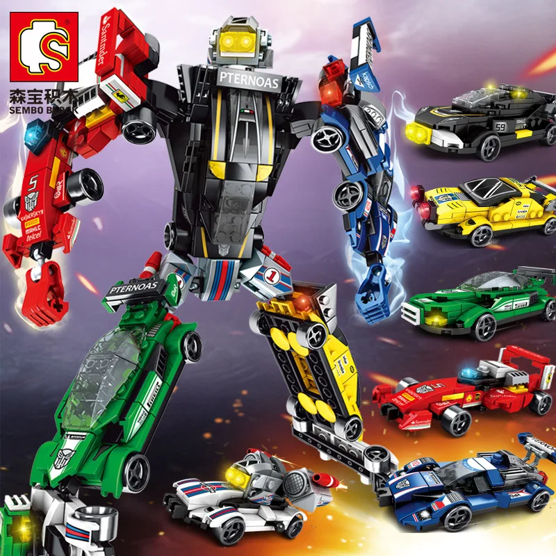 

Steel mecha 6 in 1 deformation robot building block racing series toys inspire building block assembly children's birthday gift
