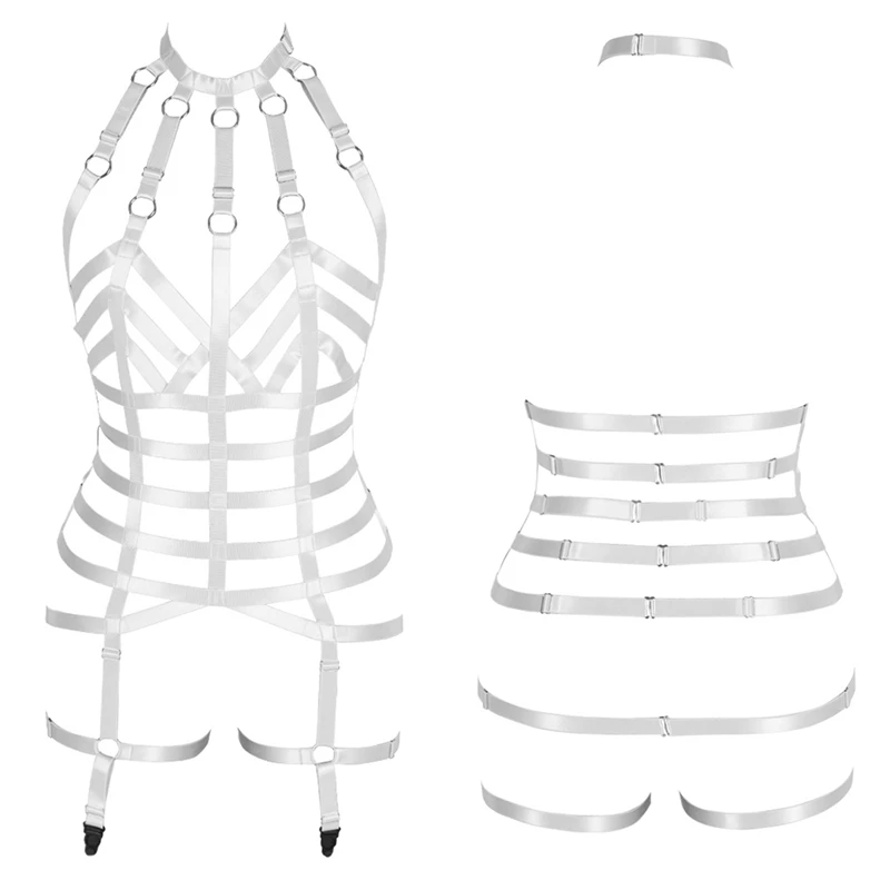 Белые Свадебные Подвязки Набор ремней для тела полые боди эластичная