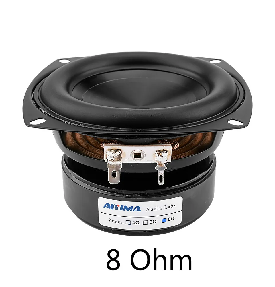Square 8 Ohm Speaker AIYIMA 1 шт. 4-дюймовый НЧ динамик драйвер 4 8 Ом 100 Вт бас Hifi Звук музыка водонепроницаемый сабвуфер динамик DIY домашний кинотеатр - Цвет: Square 8 Ohm Speaker