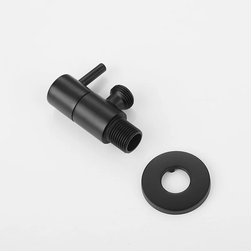 Matte Black Angle Valve Faucet Water Input Fitting & Shut-off Round Tap G1/2" Connection Bathroom Kitchen Accessories |