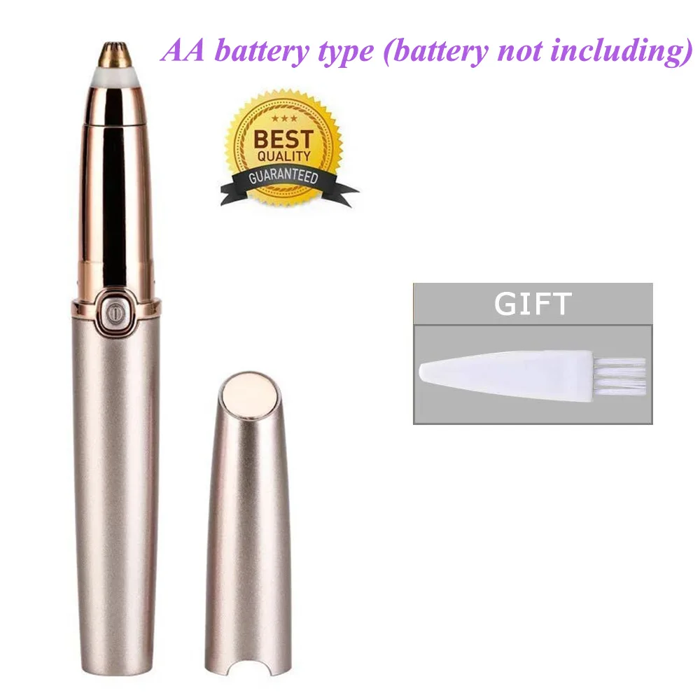 GOLD Battery Эпилятор для бровей для женщин, эпиляция бровей, электрический триммер, бритва, работающая от батареи, для гладкой отделки и безболезненной - Цвет: GOLD Battery