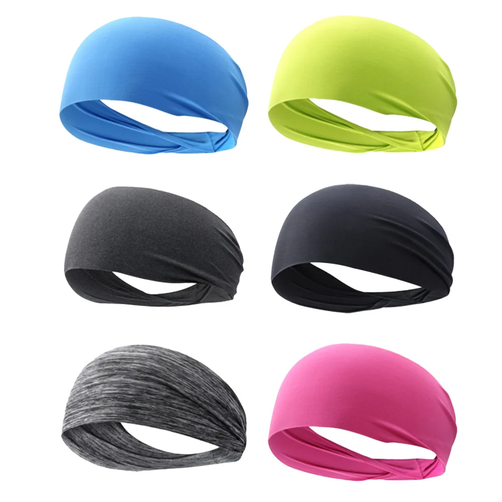 6pcs Unisex Sports Headband Elastic Hair Bands Quick Drying Head Wrap for Yoga Running Fitness Workout Gym Exercise Random Color | Спорт и