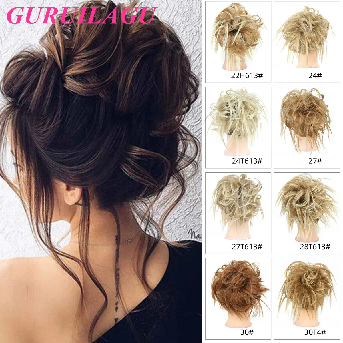 

Synthetic Chignon Hair Bun Straight Elastic Band Updo Hairpiece Messy Scrunchies Wrap for Ponytail Hair Extension for Women