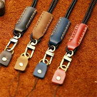handmade leather lanyard for key anti lost keychain mobile phone accessories keychain lanyard credential holder phone strap