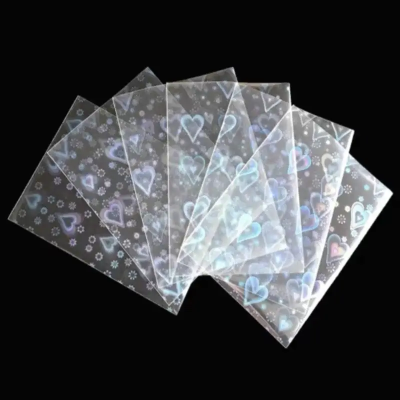 

100Pcs Foil Laser Clear Sleeves Photo Holographic Protector Cards Cover Postcard Case