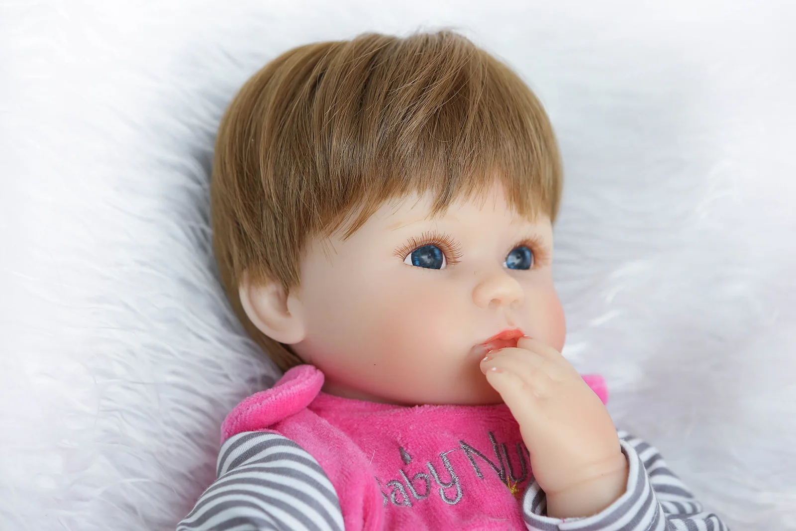 

40cm Cute Newborn Baby Dolls Lifelike Reborn Boy Blue Eyes Cloth Body Bonecas DIY Toy Enchantimal Doll For Kids Birthday Gift
