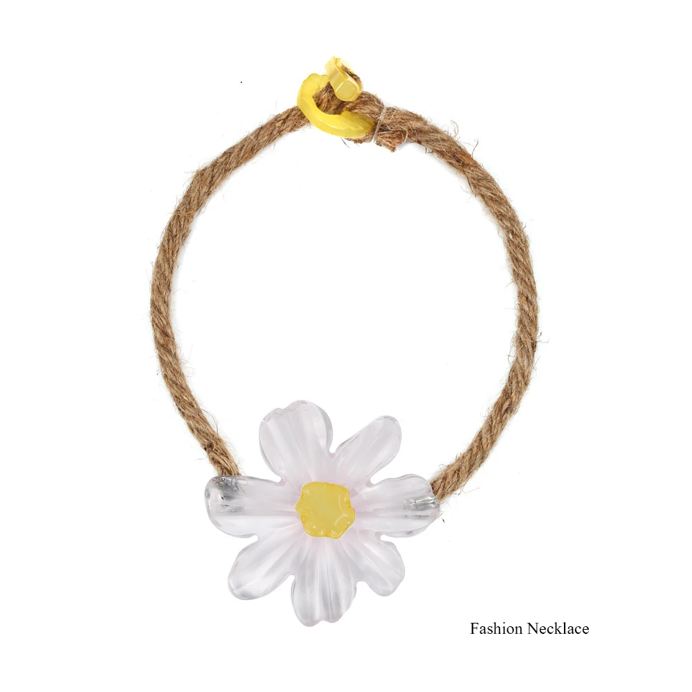 Цепочка с подвеской ZA Женская винтажное ожерелье цветами из пеньковой веревки в