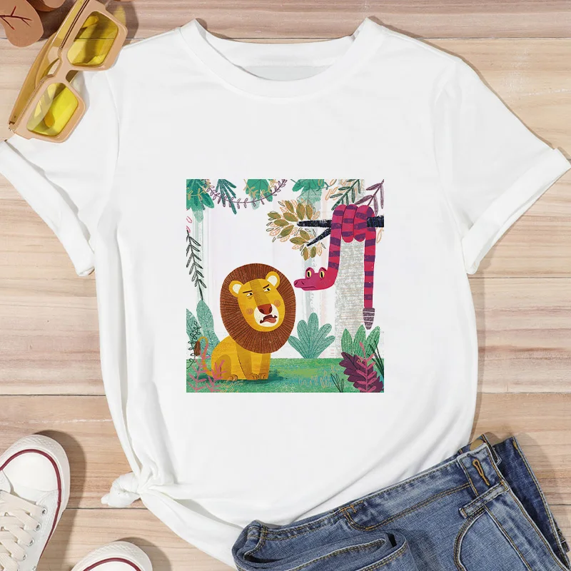 

Summer Streetwear T Shirt Women Tshirts Cute Printed White Basic Top T Shirt O Neck Simple Female Tshirt T Shirts Tops