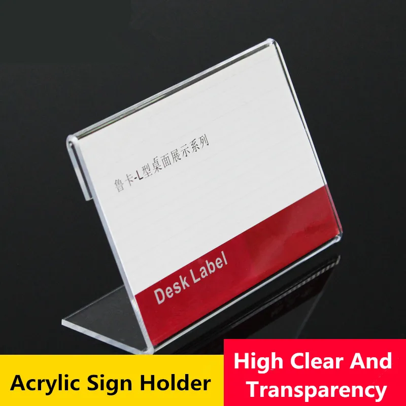 

10pcs 7*10cm Acrylic Transparent Display Stand Desk Sign Label Frame Price Tag Display Business Card Holders