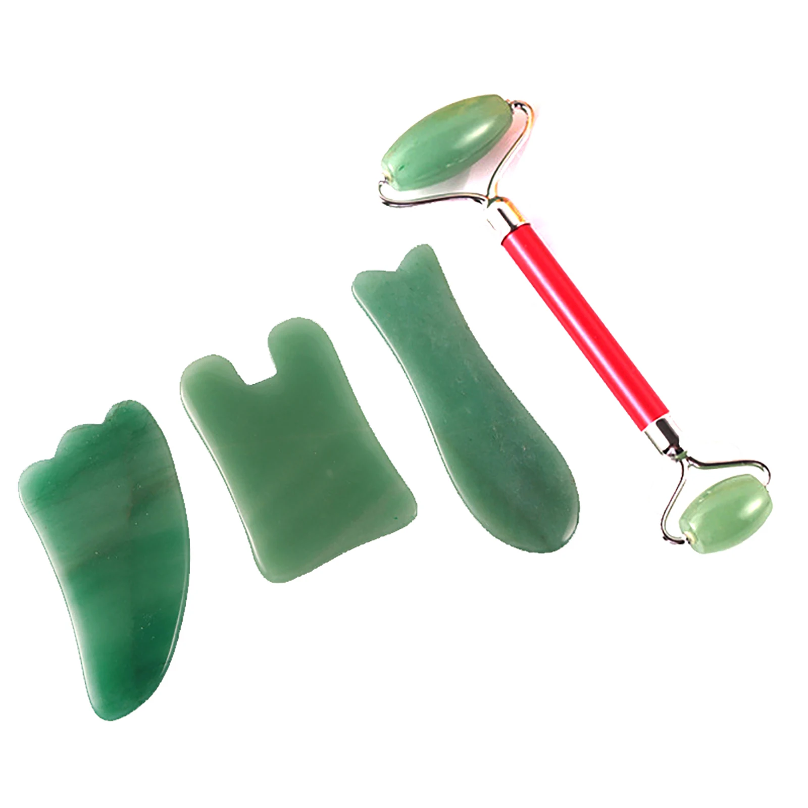 

Natural Facial Massage Roller Guasha Scraping Board Set Double Heads Jade Stone Face Lift Body Slim Neck Thin Lift Massage Tools