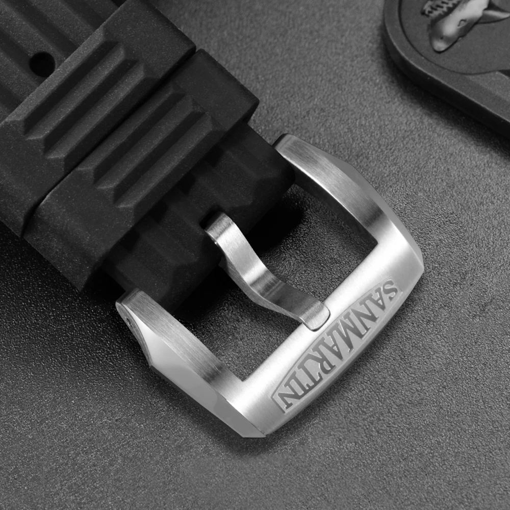 San Martin Watch Parts Waterproof Fluorine Rubber Strap Stainless Steel/Bronze Buckle No Insert 20mm For 62MAS 007 Watch