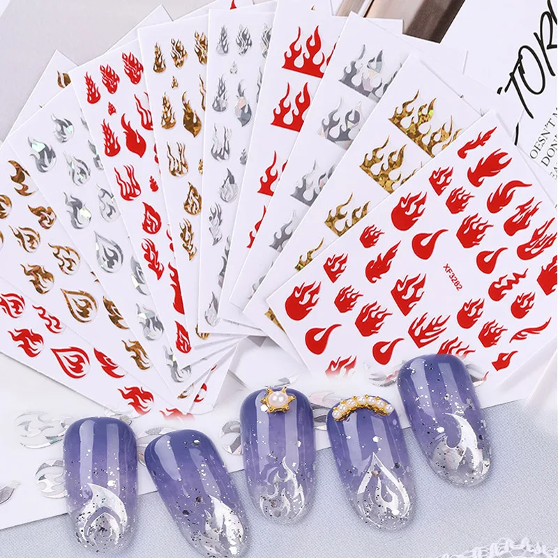 Красочные стикеры 3D на ногти Nail Art Переводные снежинки дизайн золото наклейка