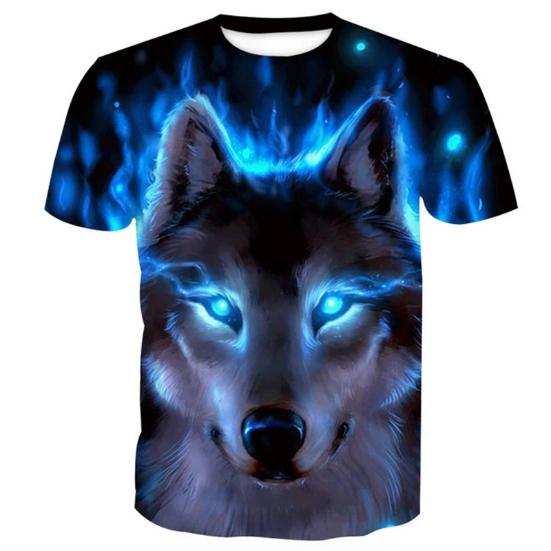 

2020 New Leisure Fashion Harajuku T-shirt Wolf Europe And America 3d Printed Short Sleeve T-shirt For Men