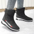 Ботильоны женские зимние повседневные теплые ботинки без шнуровки на танкетке Лоскутные эластичные меховые зимние сапоги женские модные водонепроницаемые сапоги Mujer