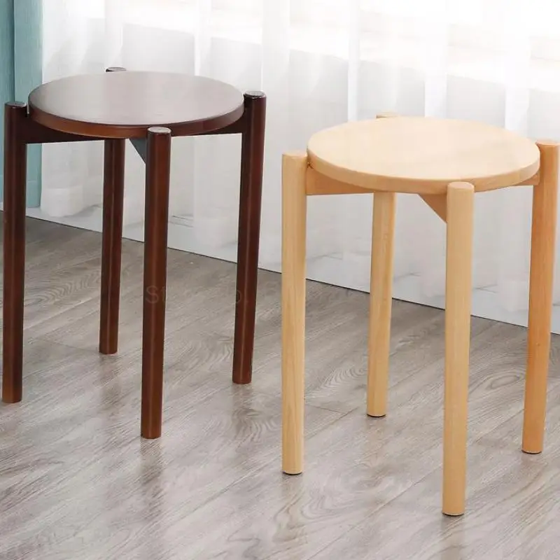Простой табурет для туалетного столика компьютерный твердый деревянный стул