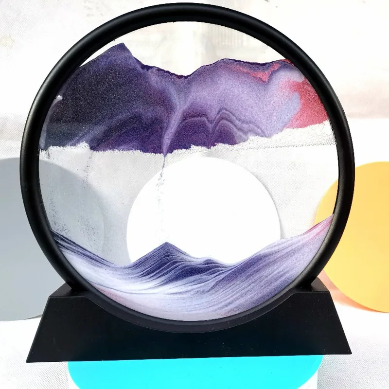 Moving Sand Art Picture Round Glass 3D Deep Sea Sandscape In Motion Display Flowing Frame Painting Home Decoration Decor | Дом и сад