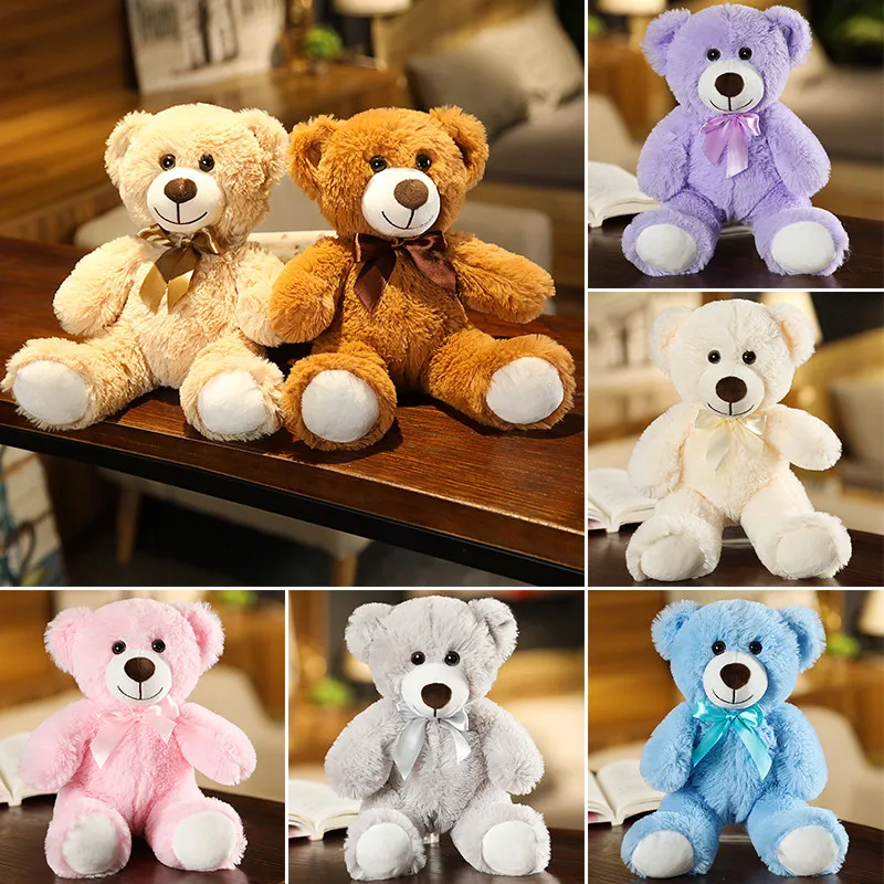 

Hot cute colorful bow tie bear doll plush toy hug bear doll children birthday gift rag doll teddy bear home living room bedroom