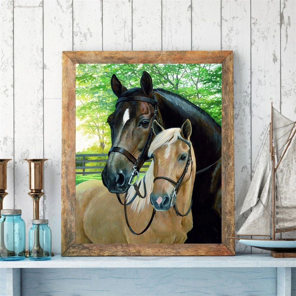 Алмазная вышивка huacan Horse 5D Вышивка крестиком алмазная живопись пейзаж Стразы Полный квадратный алмазные мозаичные животные набор