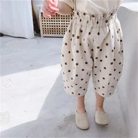 2021 loose girl summer sweet dot pant kids children 34 length trousers clothing toddler high quality