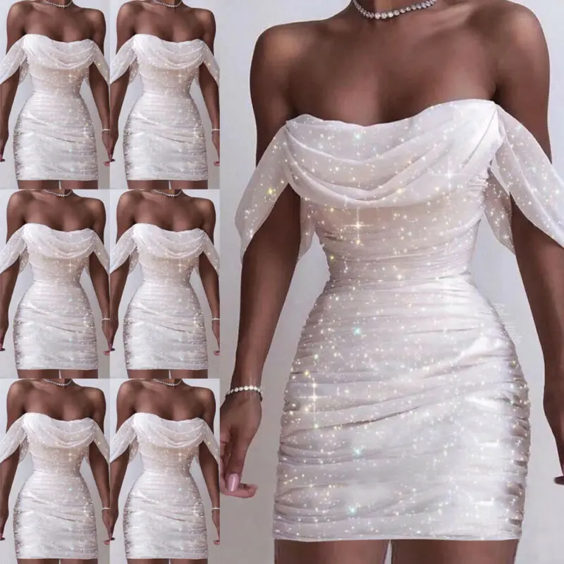 

Goocheer Neue Frauen Sexy Off Schulter Quaste Pailletten Glnzende Kleider Weibliche Liebsten Prom Bodycon Chic Vestidos Kleider