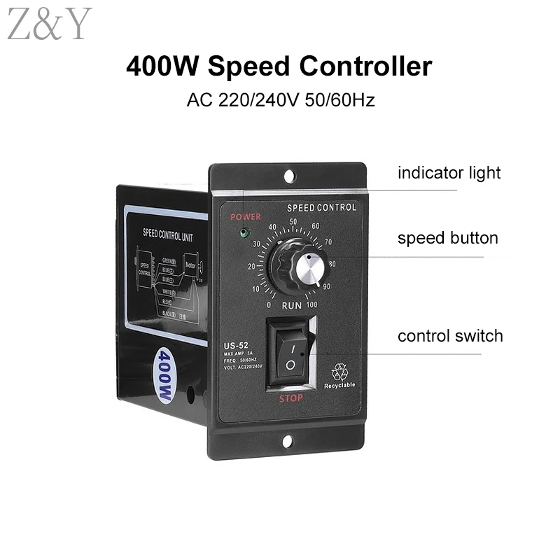 1Pc 400W AC Motor Speed Controller Pinpoint Regulator Forward And Backward 220V 50Hz 60Hz Mini Control Unit | Обустройство дома