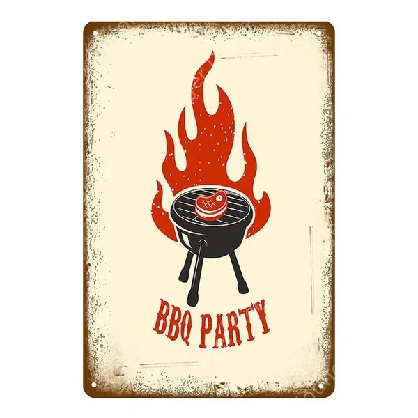 Техас барбекю Металлические знаки Семья день гриль вечерние плакат стейк дом