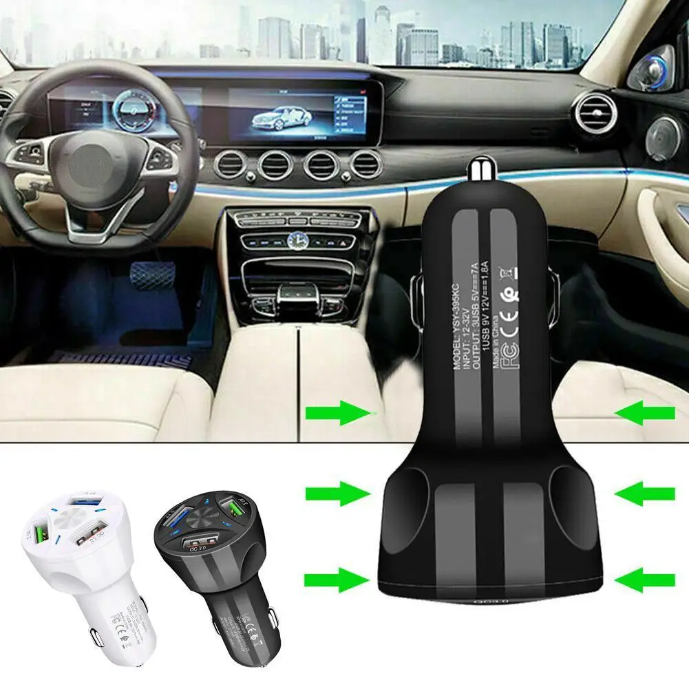 

Universal 3 Ports USB Car Charger With LED Display Multifunction Charging Mobilephone Charger Cigarette Adapter Lighter Fas Y5F7