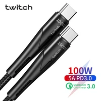 twitch pd 100w usb c to type c cable for huawei xiaomi samsung macbook ipad quick charge 4 0 5a laptop cable fast charger cable