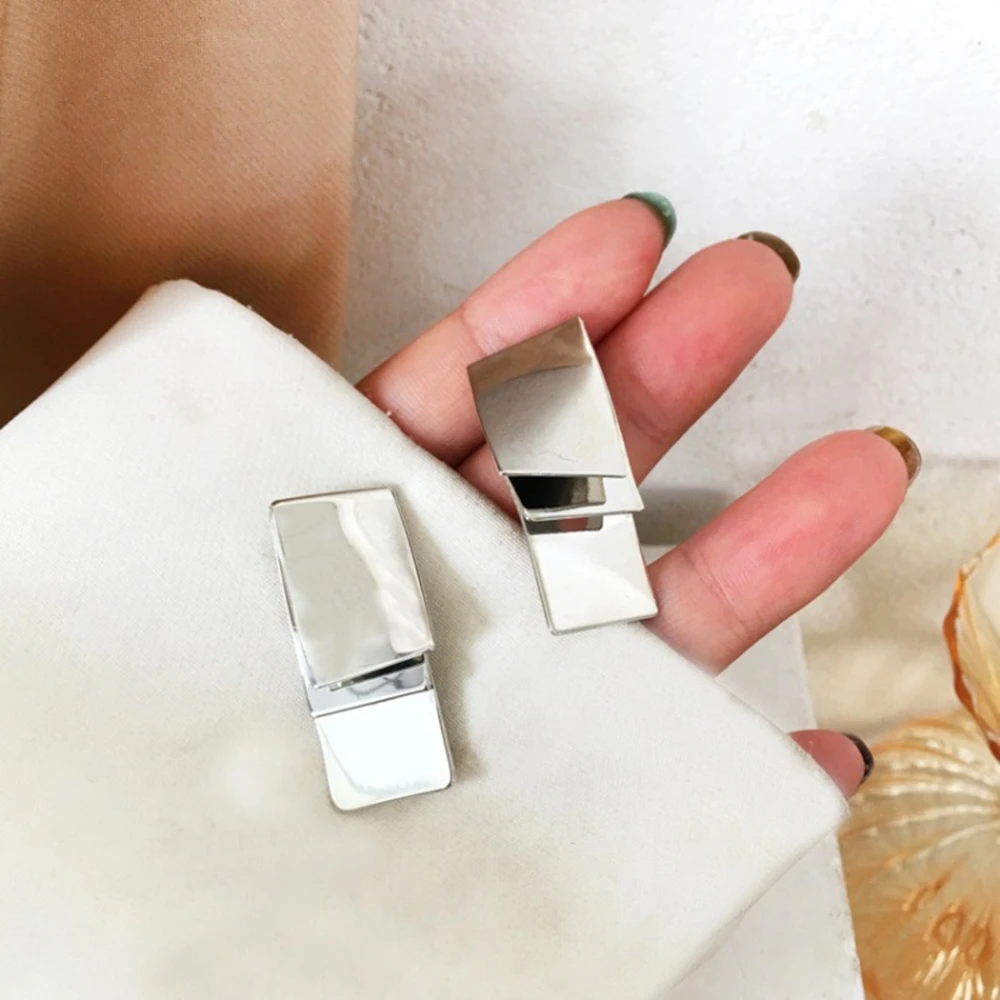 

Exaggerated Style Smooth Metal Stud Earrings Women Punk Fashion Geometric Multilayer Earrings
