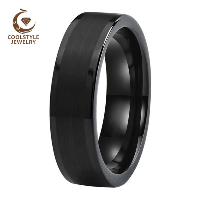 6 мм 8 Черный Мужской Перстень для женщин Вольфрам обручальное кольцо с