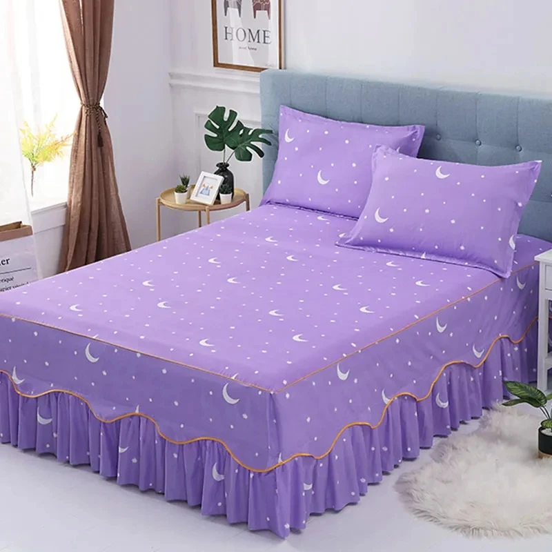 

1pc Thickened Sanding Bedspread Wedding Fitted Sheet Cover Soft Non-Slip King Queen Bed Skirt Without pillowcase