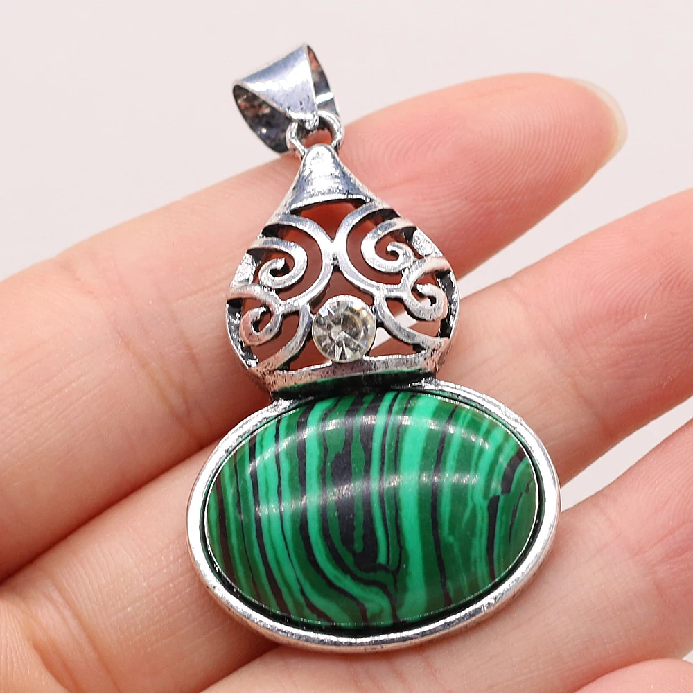 

Natural Stone Lapis Lazuli Pendants Gourd Shape Malachite Crystal for Jewelry Making Tribal Necklace