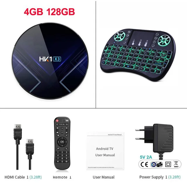 8K 24fps ТВ-приставка Amlogic S905X3 4K 60Hz Android 9,0 9 Smart tv box 4 Гб ram 128 Гб rom bluetooth 4,0 Google Play - Цвет: Синий