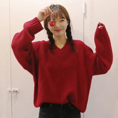 

Толстая вязаная женская верхняя одежда в стиле ретро с V-образным вырезом