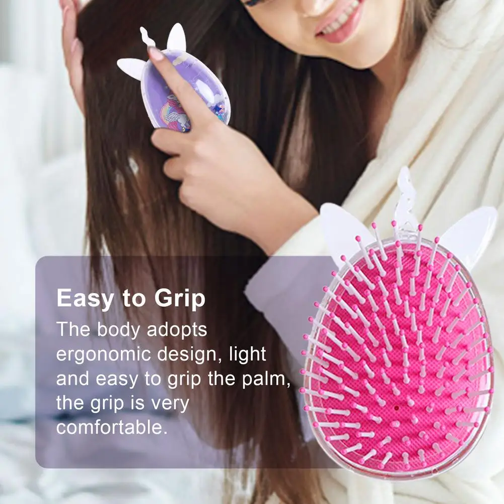 Массажная расческа для волос милая щетка с прозрачными блестками и мультяшным