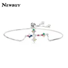 Новинка 2020, модный Радужный CZ циркониевый крест браслет для женщин и девушек, серебряная цепочка, крест, очаровательный браслет, христианское ювелирное изделие, подарок