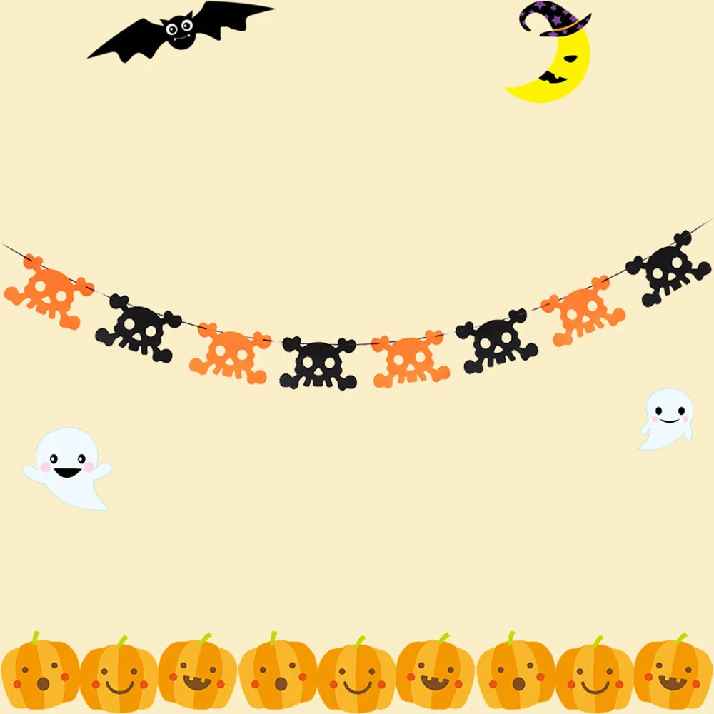 Мультфильм тема Счастливого Хэллоуина баннер фольги шары тянуть флаг подарок