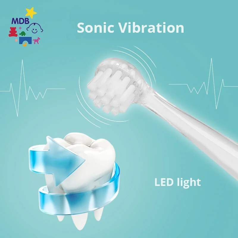 

Seago Children ElectricToothbrush Battery Power LED Light Smart Timer Replaceable DuPont Brush Head Children Electric Toothbrush