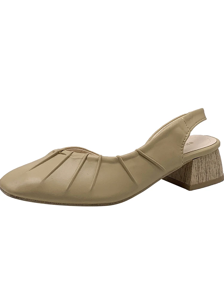 

Female Sandal Black Shoes for Women 2021 Summer Clear Heels Med All-Match Shallow Mouth Girls Beige Low Comfort Medium Spring Cl