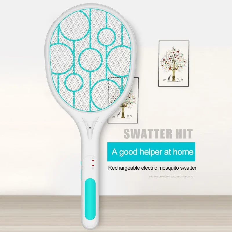 

Mosquito Swatter Killer Led Light Tennis Bat Hand-Held Racket Rechargeable Electric Fly Insect Racket Zapper Killer Home