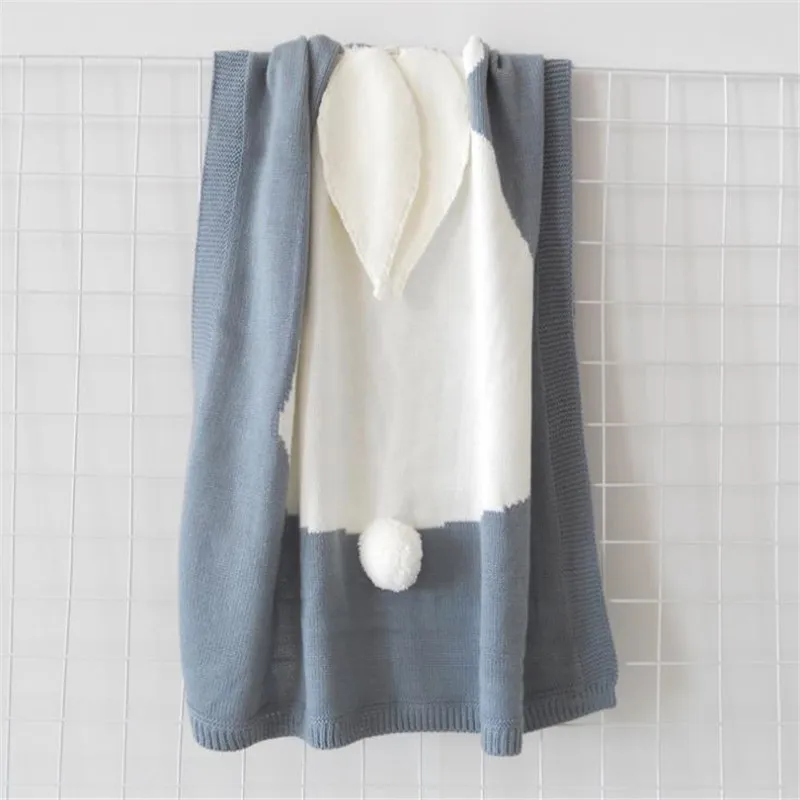 Детское одеяло с заячьими ушками квадратное детское хлопковое зимнее