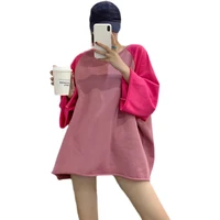 nyfs 2021 korean loose big size cotton patchwork tops summer kimono casual woman t shirt blusas camisa mujer