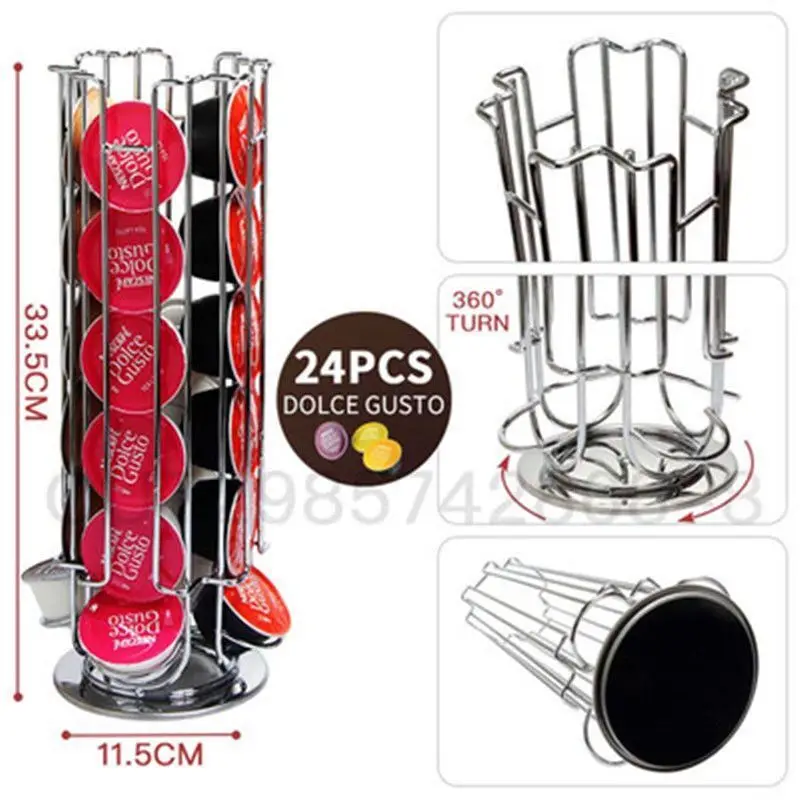 

Новинка 2021, держатель для кофейных капсул на 18/24 /32 чашки, железный хромированный дисплей, подставка для капсул, полки для хранения капсул Dolce...
